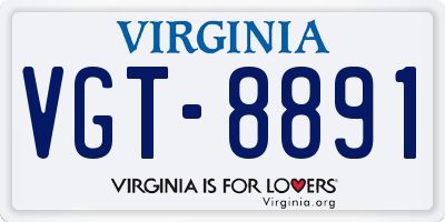 VA license plate VGT8891