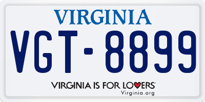 VA license plate VGT8899