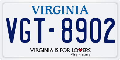 VA license plate VGT8902