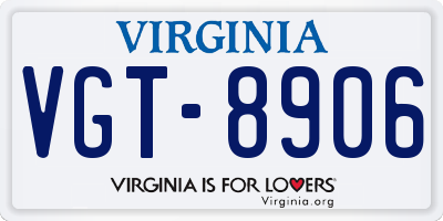 VA license plate VGT8906