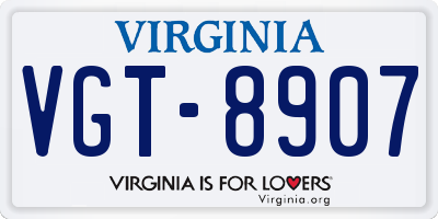VA license plate VGT8907