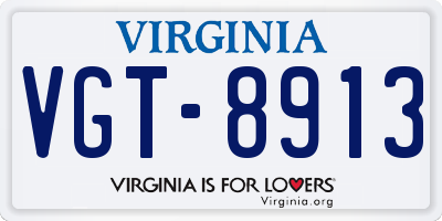 VA license plate VGT8913