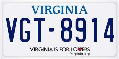 VA license plate VGT8914