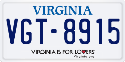 VA license plate VGT8915