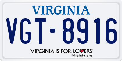VA license plate VGT8916