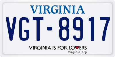 VA license plate VGT8917