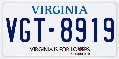 VA license plate VGT8919