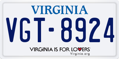 VA license plate VGT8924