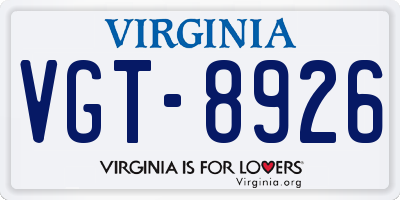 VA license plate VGT8926