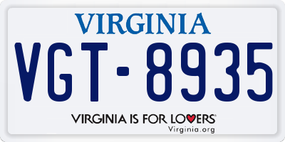 VA license plate VGT8935