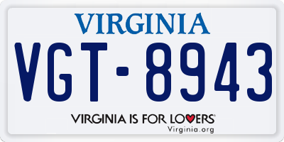 VA license plate VGT8943