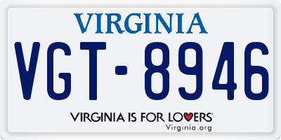 VA license plate VGT8946