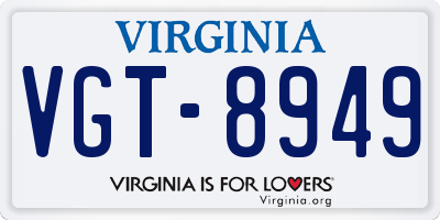 VA license plate VGT8949