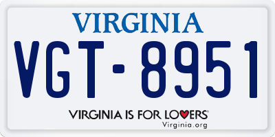 VA license plate VGT8951