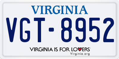VA license plate VGT8952