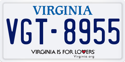 VA license plate VGT8955