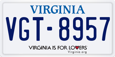 VA license plate VGT8957