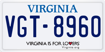 VA license plate VGT8960