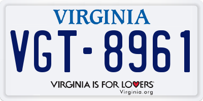 VA license plate VGT8961