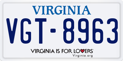 VA license plate VGT8963