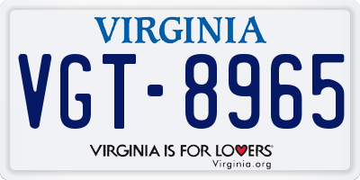 VA license plate VGT8965
