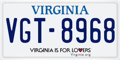 VA license plate VGT8968