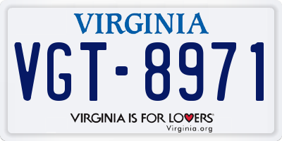 VA license plate VGT8971