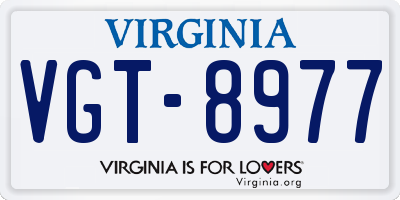VA license plate VGT8977