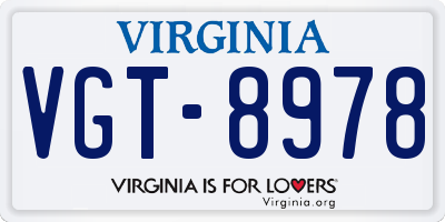 VA license plate VGT8978
