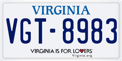 VA license plate VGT8983