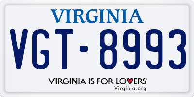 VA license plate VGT8993