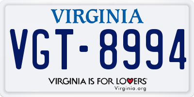 VA license plate VGT8994