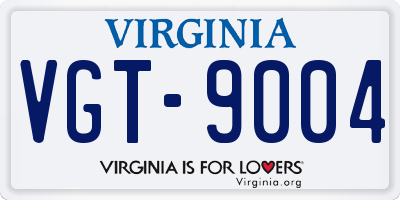 VA license plate VGT9004