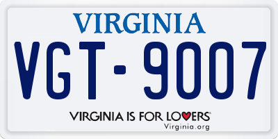 VA license plate VGT9007