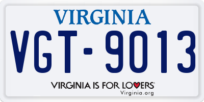 VA license plate VGT9013