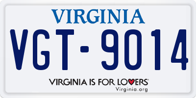 VA license plate VGT9014