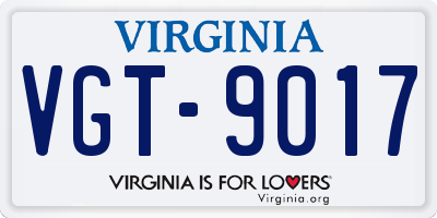 VA license plate VGT9017