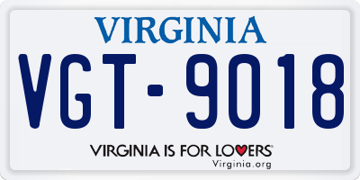 VA license plate VGT9018