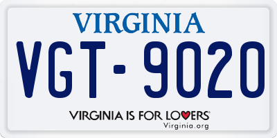 VA license plate VGT9020