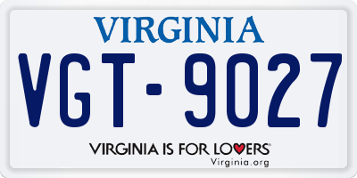VA license plate VGT9027