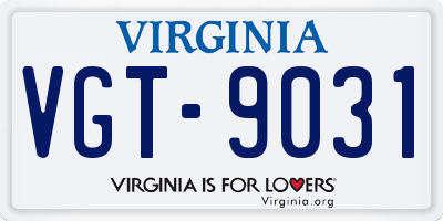 VA license plate VGT9031