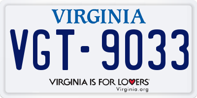 VA license plate VGT9033