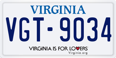 VA license plate VGT9034