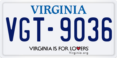 VA license plate VGT9036