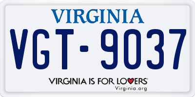 VA license plate VGT9037
