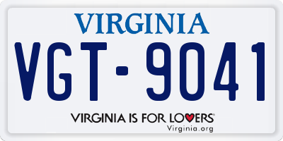 VA license plate VGT9041
