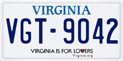VA license plate VGT9042
