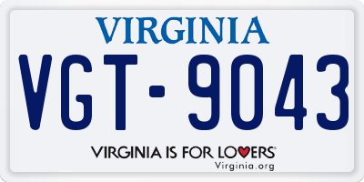 VA license plate VGT9043