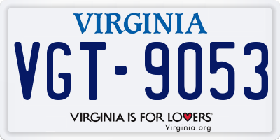 VA license plate VGT9053