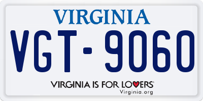 VA license plate VGT9060